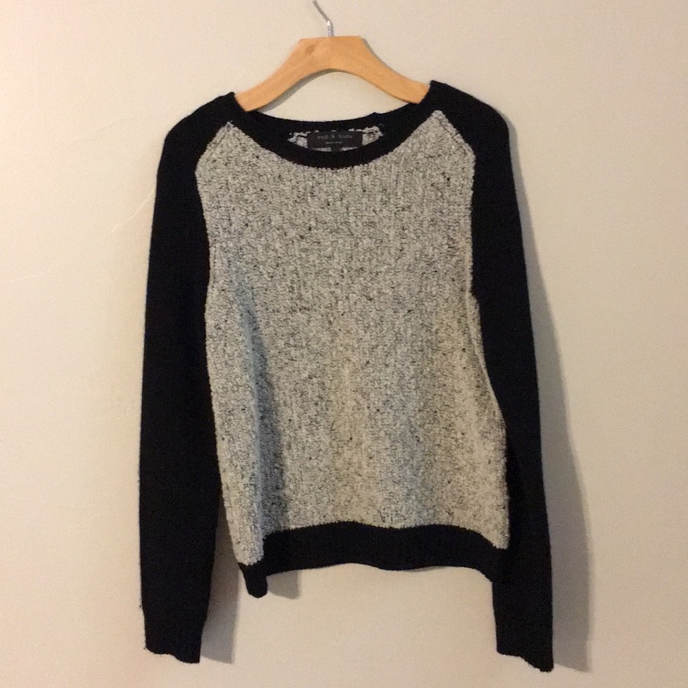 Rag & Bone black and grey wool crew neck sweater